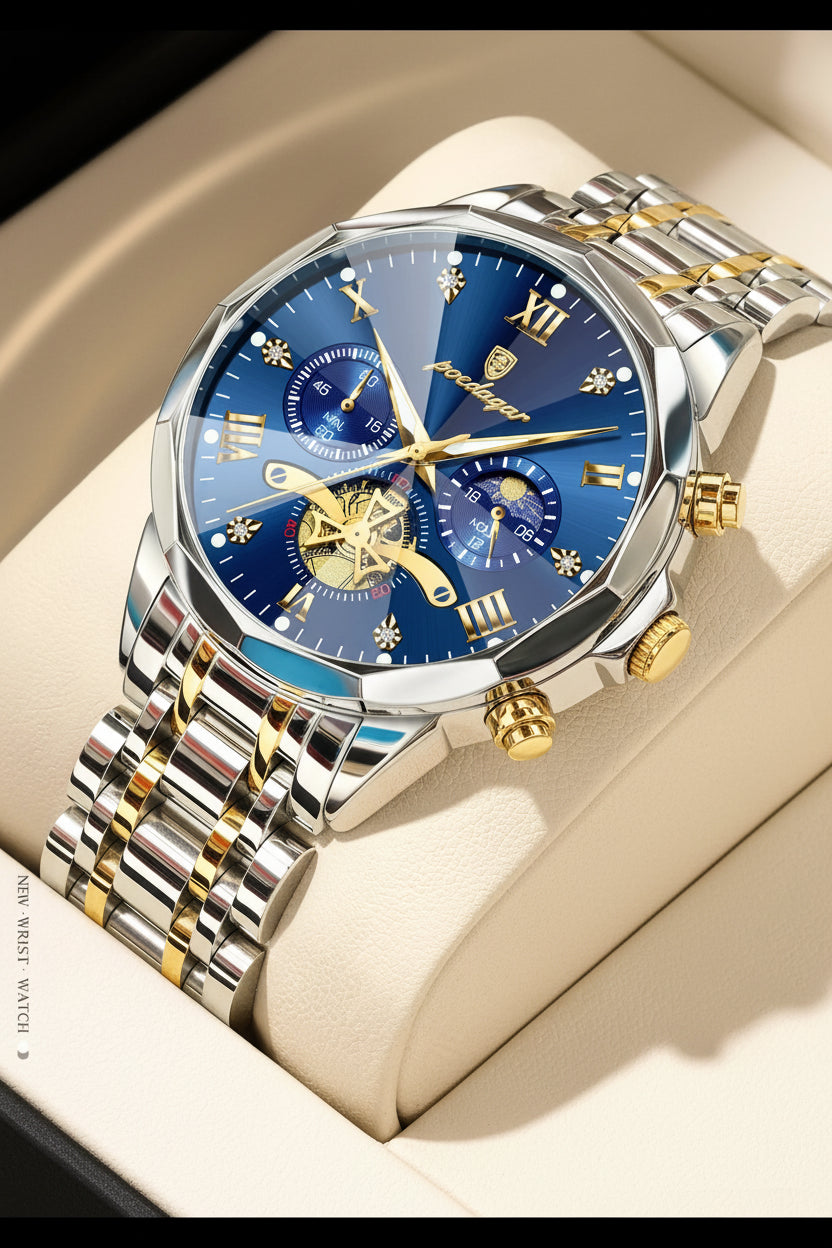 Premium Men's Chronograph Watch – Stainless Steel, Luminous, 3Bar Water‑Resistant