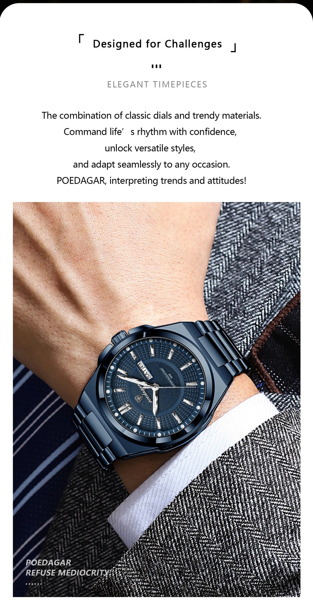 Premium Stainless Steel Chronograph – Day & Date, Luminous, Quartz