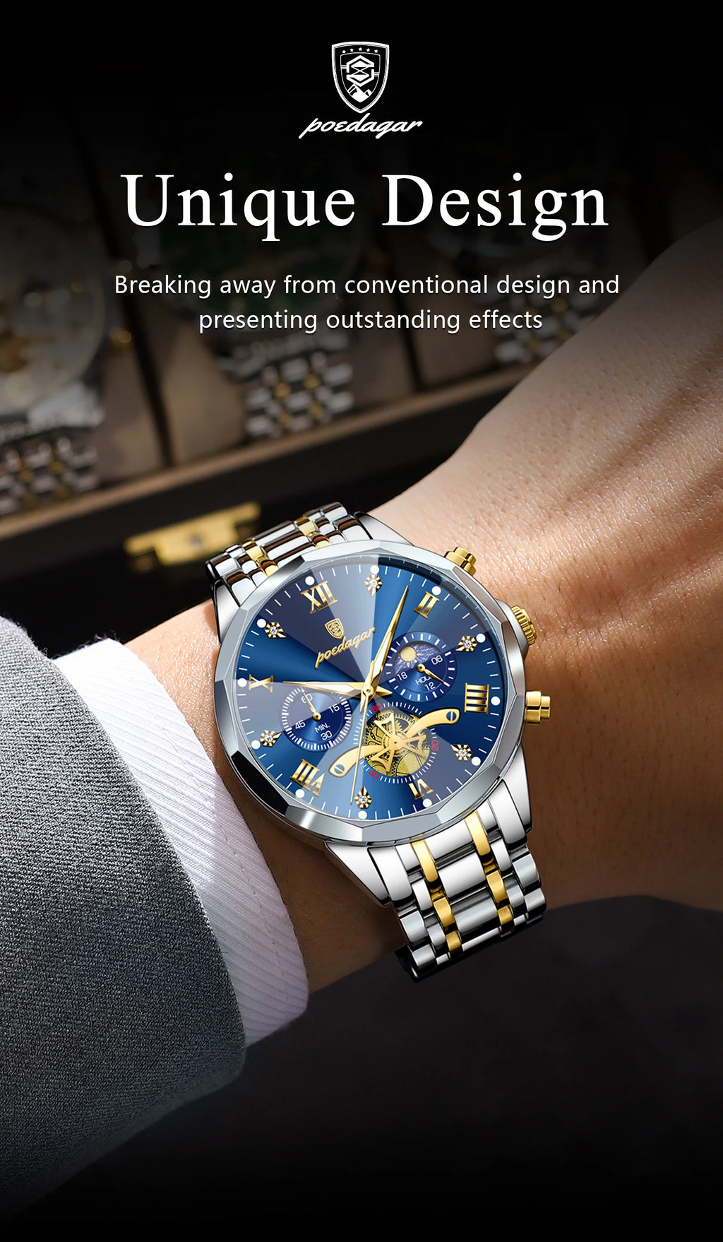 Premium Men's Chronograph Watch – Stainless Steel, Luminous, 3Bar Water‑Resistant