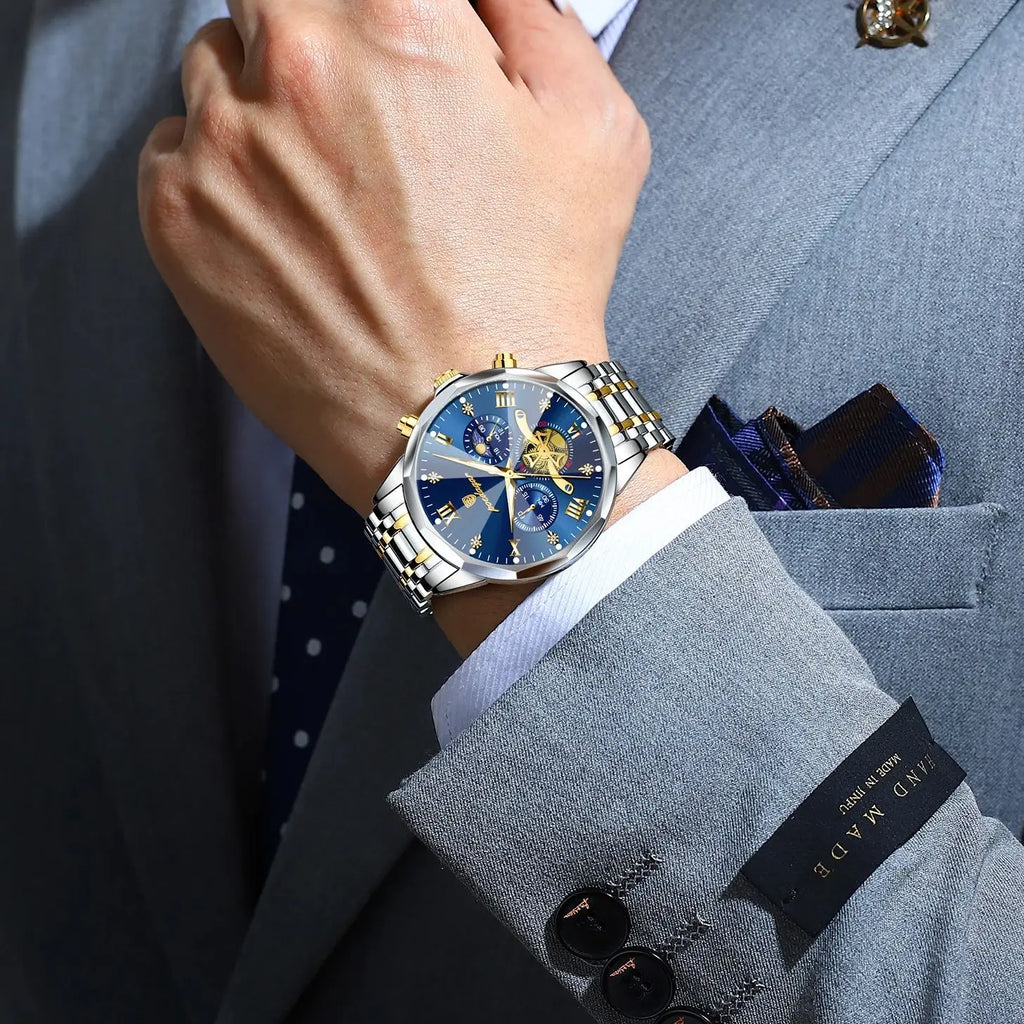Premium Men's Chronograph Watch – Stainless Steel, Luminous, 3Bar Water‑Resistant