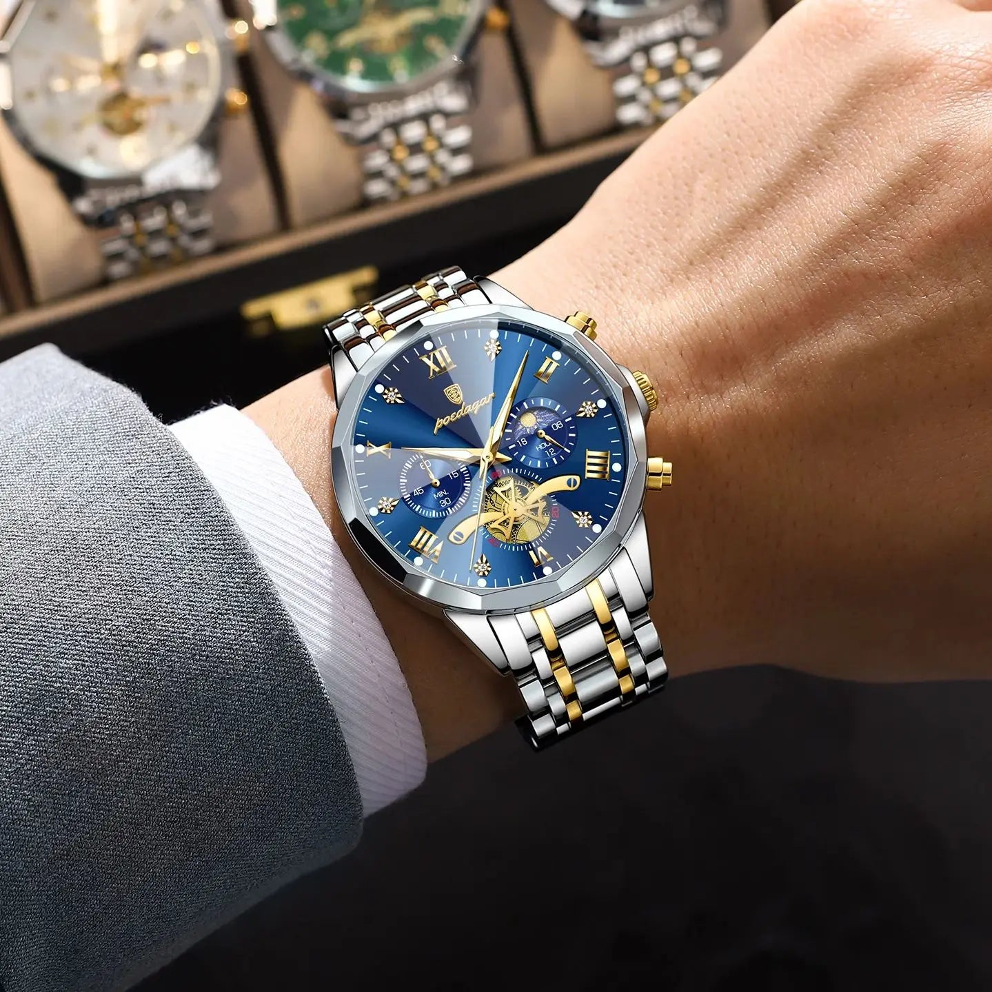 Premium Men's Chronograph Watch – Stainless Steel, Luminous, 3Bar Water‑Resistant