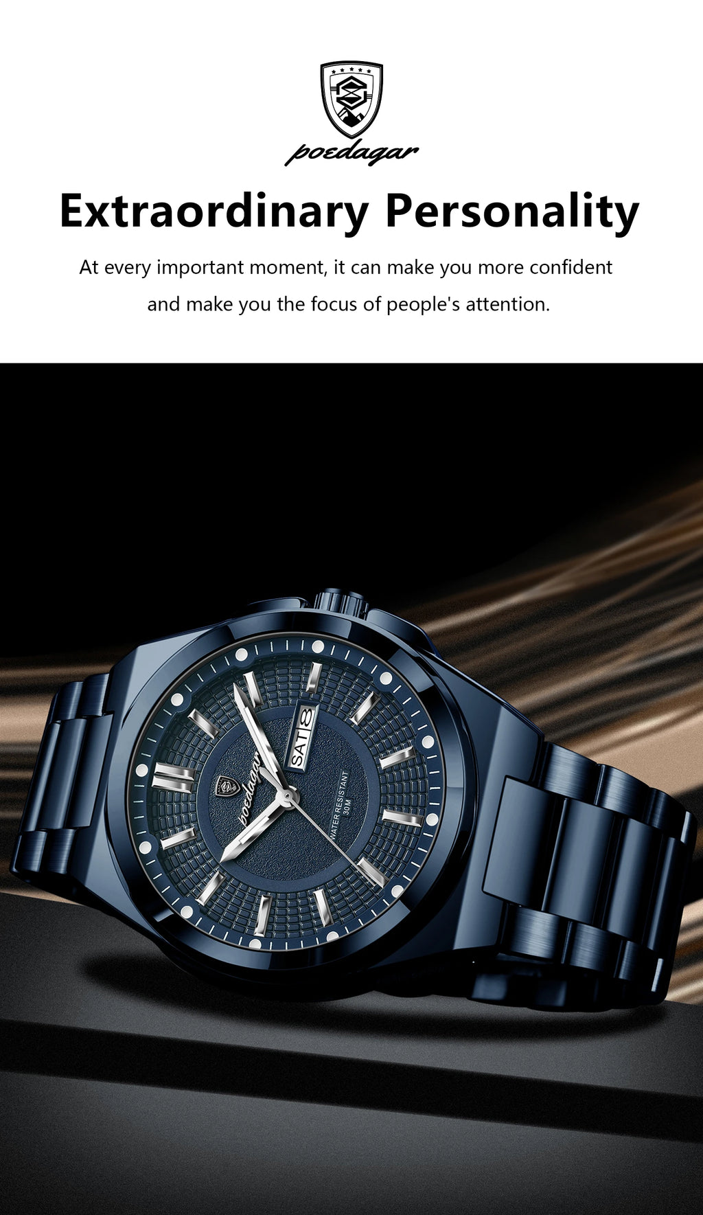 Premium Stainless Steel Chronograph – Day & Date, Luminous, Quartz