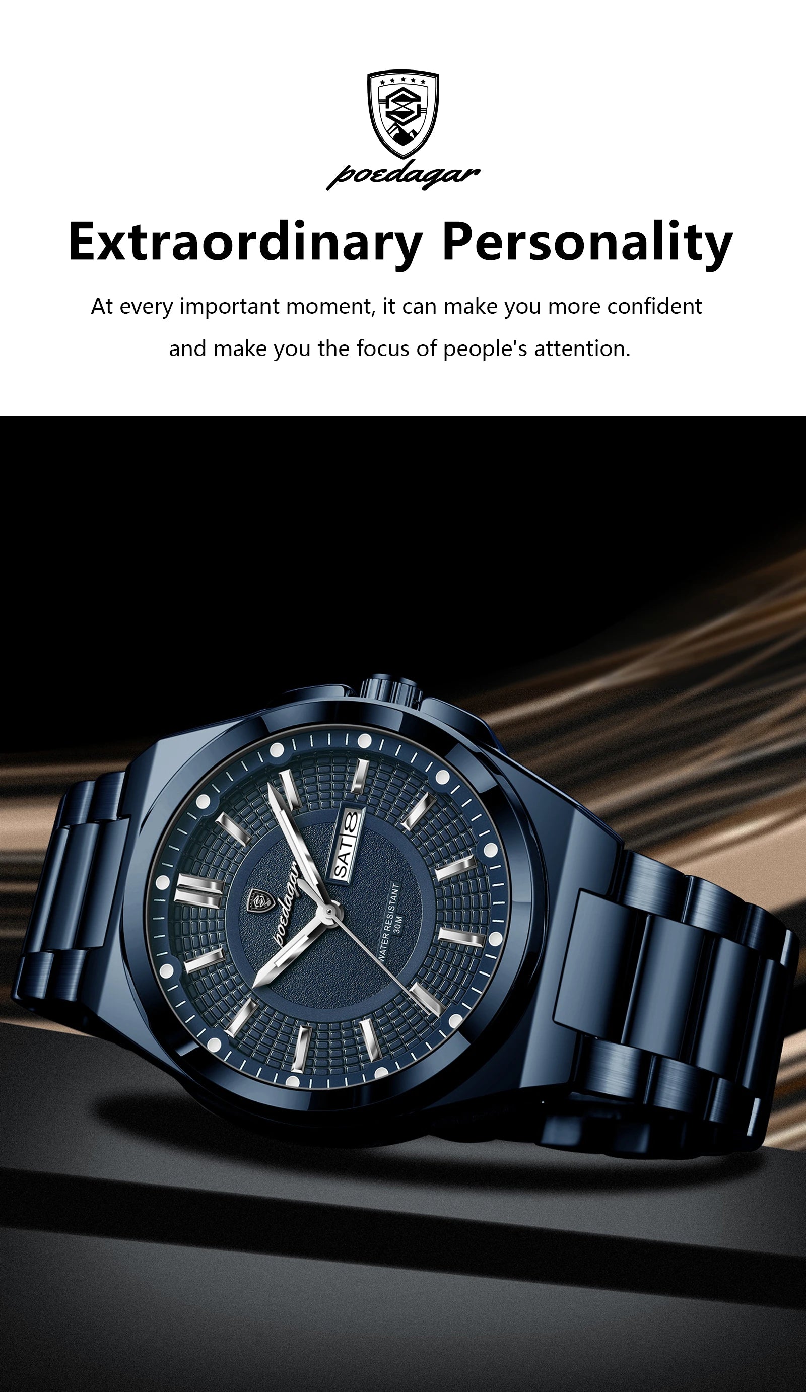 Premium Stainless Steel Chronograph – Day & Date, Luminous, Quartz